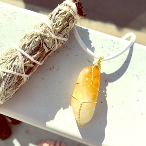 Tumbled Citrine Wire Wrapped Crystal Necklace